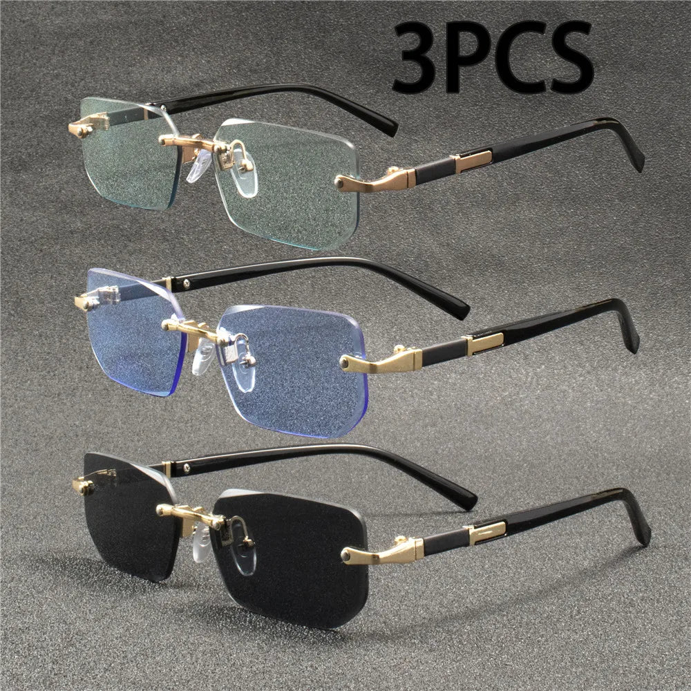 ZXWLYXGX Rimless Rectangle Sunglasses — Trendy Fashion Shades for Men and Women