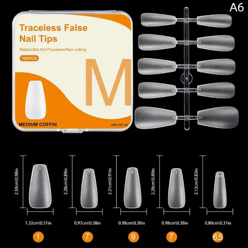 100PCS Clear False Nail Tips — Full Cover Press-On Extensions
