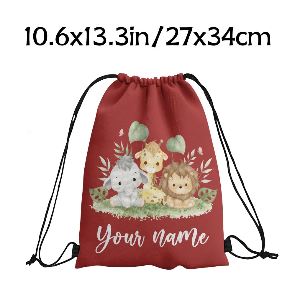 Animal Print Drawstring Bag — Versatile Lightweight Storage Pouch