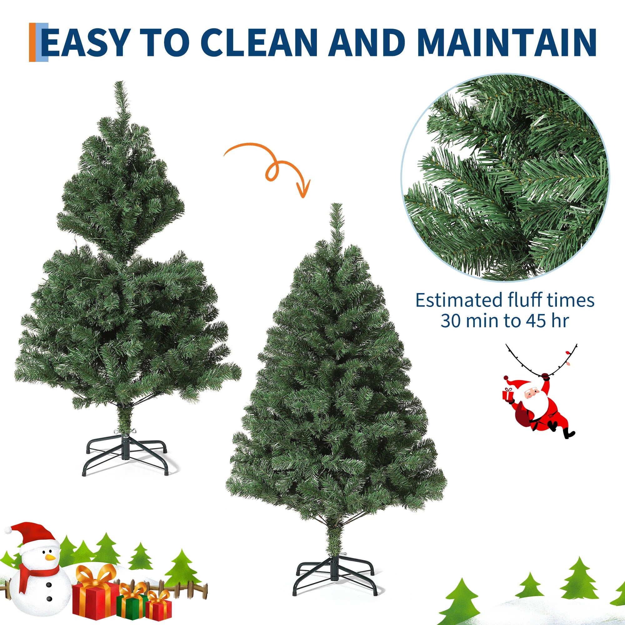 GAOMON 6ft Fraser Fir Artificial Christmas Tree — Prelit with 300 Multicolor LEDs