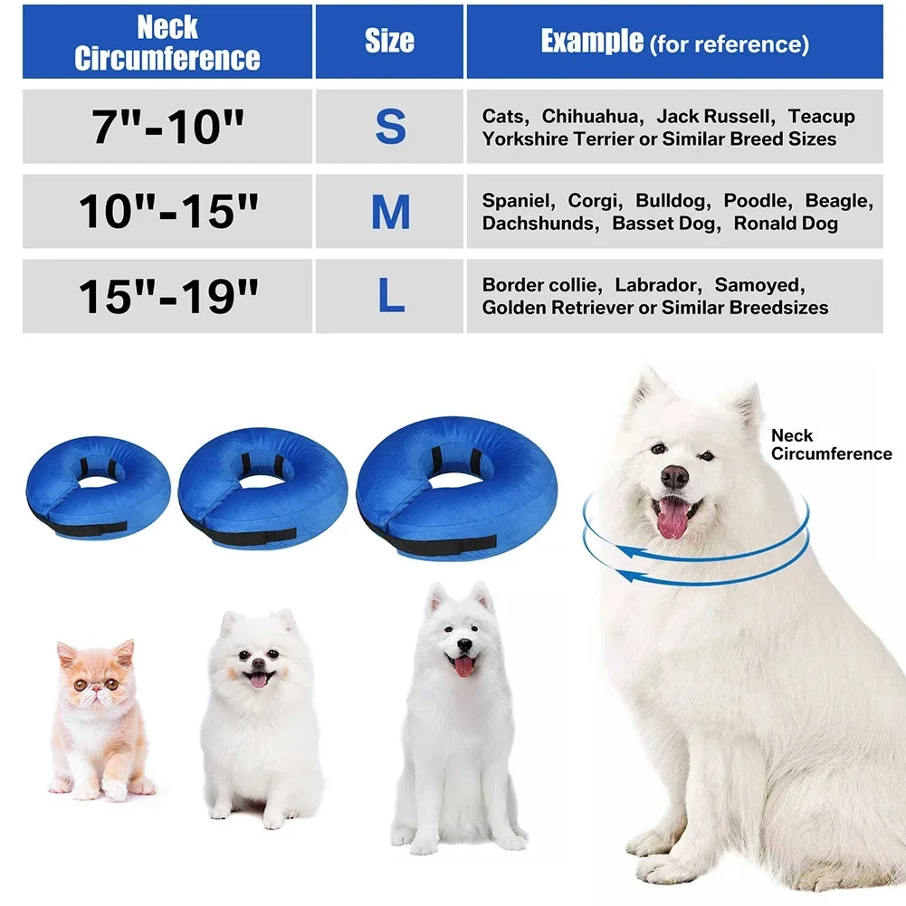 Inflatable Pet Recovery Collar — Soft Protective Cone for Dogs and Cats