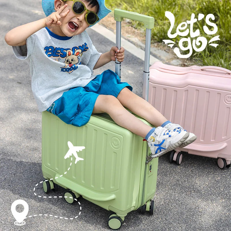ZTBBAO Kids Rideable Rolling Suitcase — 20 Inch Carry On Luggage with Password Lock