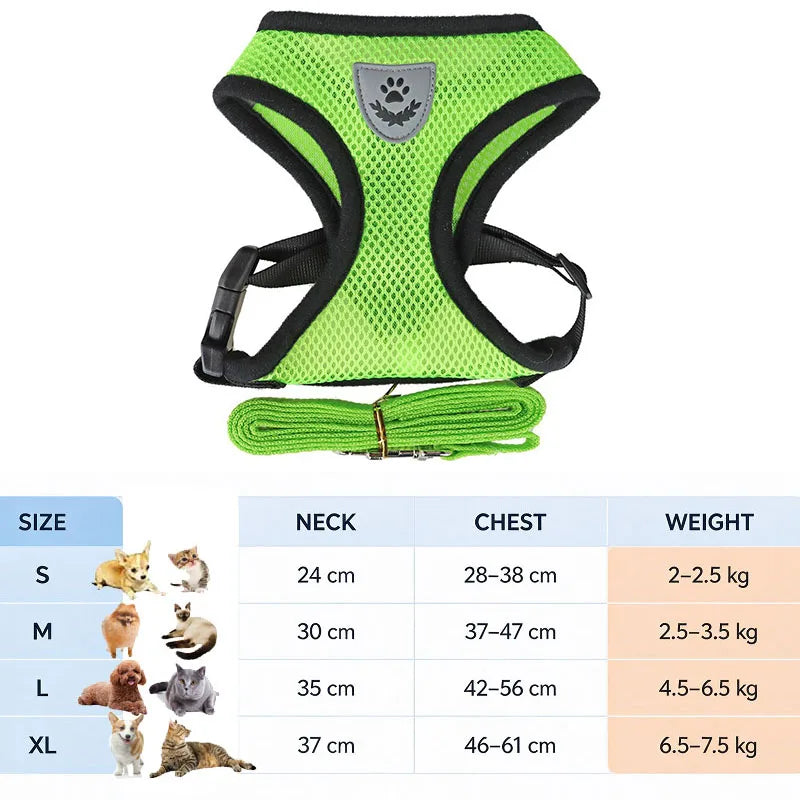 Anti-Escape Cat Harness and Leash Set — Reflective Pet Vest with Quick Release