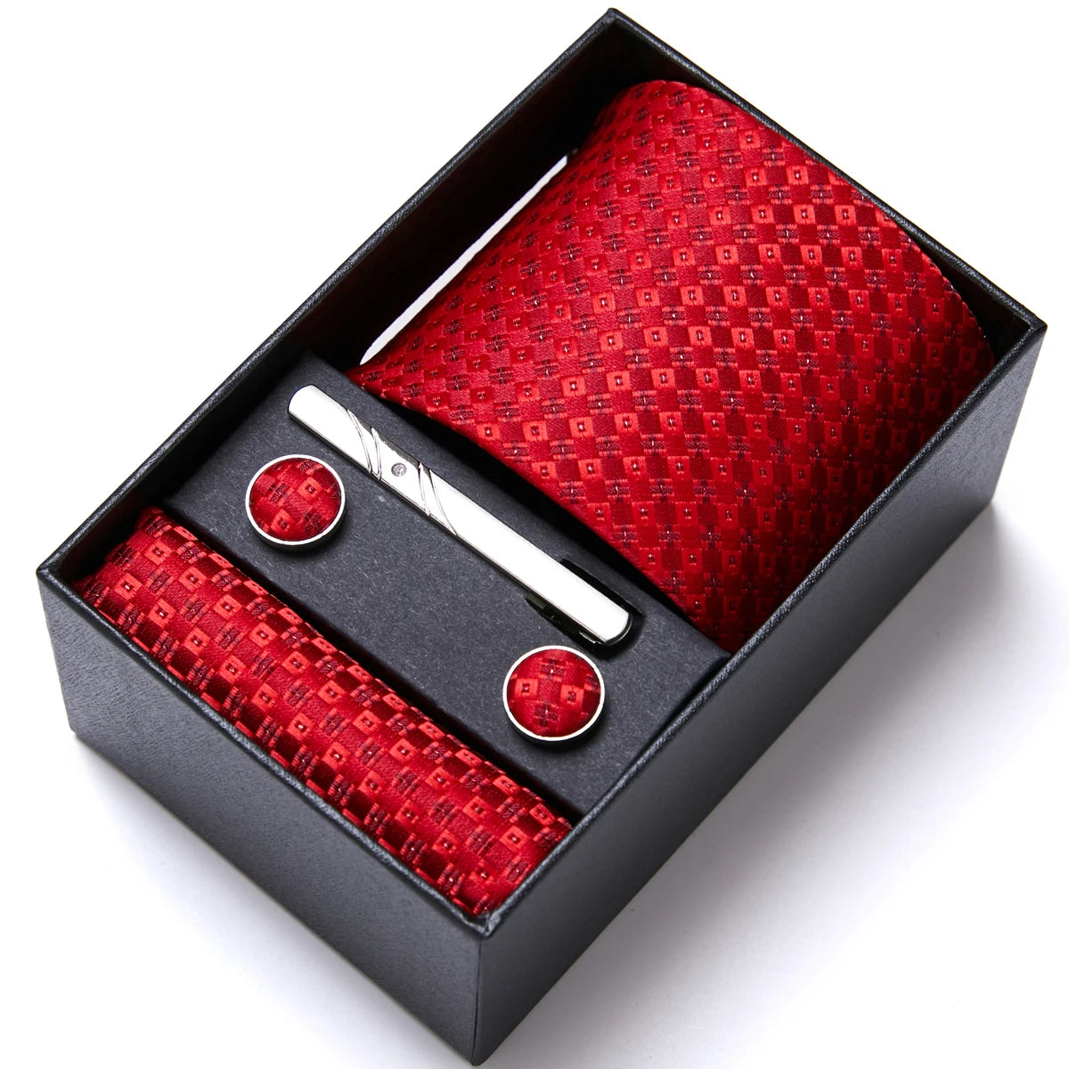 VanGise Men's Necktie Set — Business Tie, Cufflinks, and Pocket Square Kit