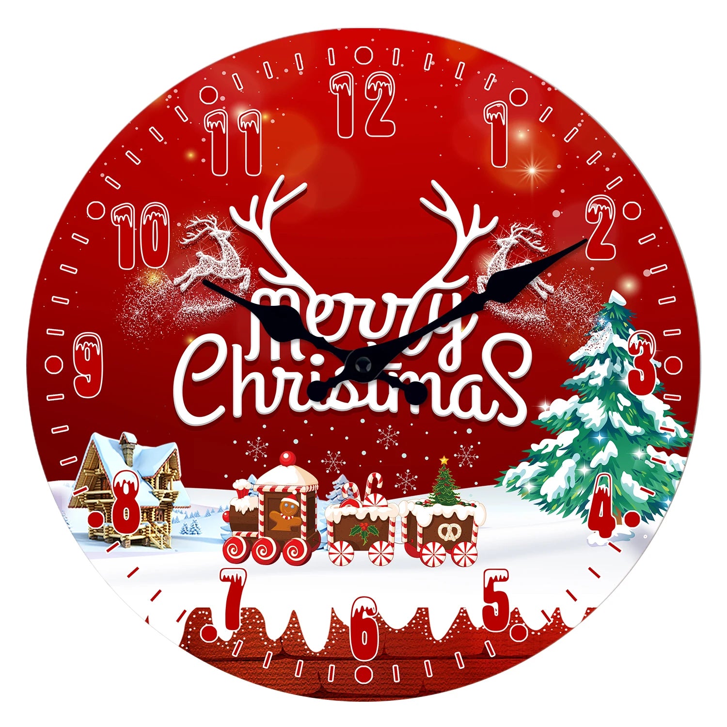 Christmas Themed Wall Clock — Silent Non-Ticking Quartz Decor