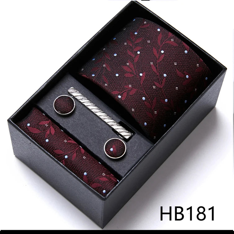 VanGise Men's Necktie Set — Business Tie, Cufflinks, and Pocket Square Kit