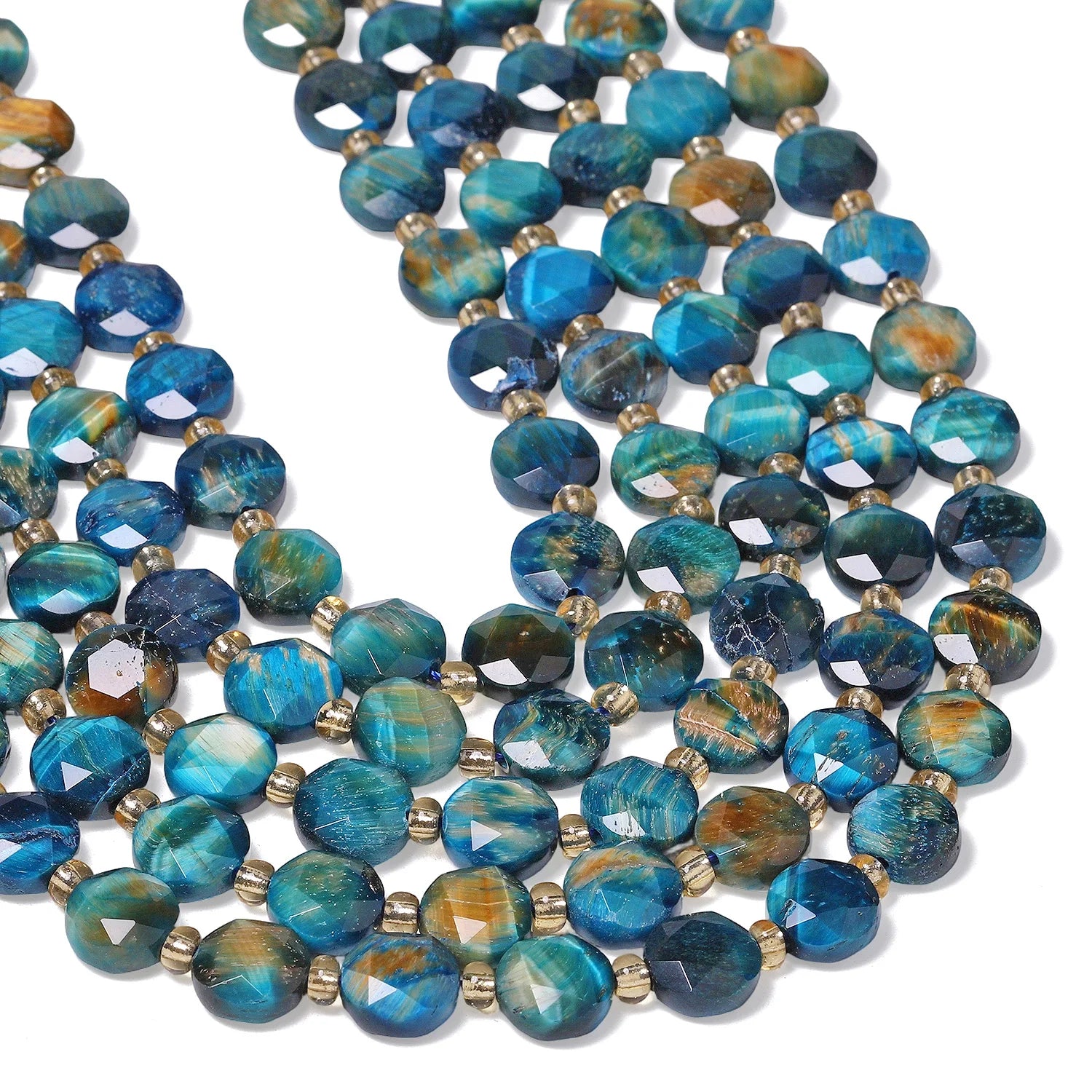 Natural Tiger Eye Stone Beads — Faceted Coin Shape for Jewelry Making