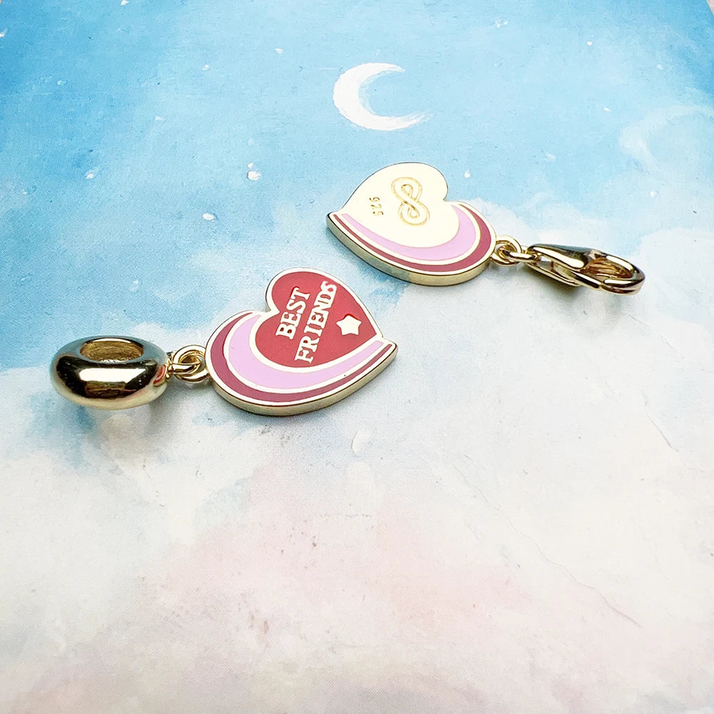 Thaddaeus Best Friend Heart Charm — Gold Plated 925 Sterling Silver Pendant