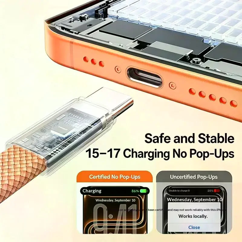 eelhoe 240W USB-C Fast Charging Cable — Durable Braided Cord for Laptops and Phones
