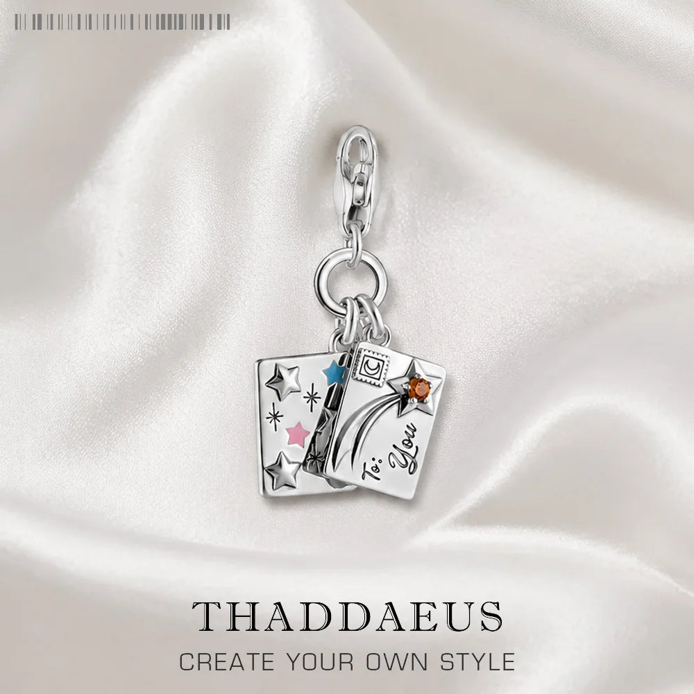 Thaddaeus Envelope Letter Charm — 925 Sterling Silver Wish Upon a Star Pendant