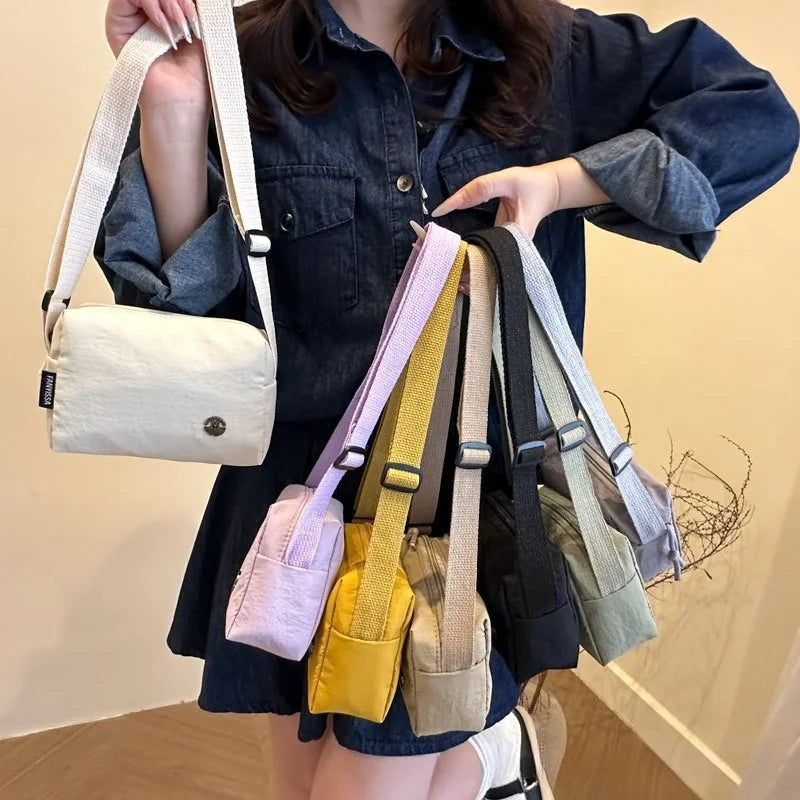 Women's Mini Nylon Crossbody Bag — Multi-Compartment Square Purse for Travel