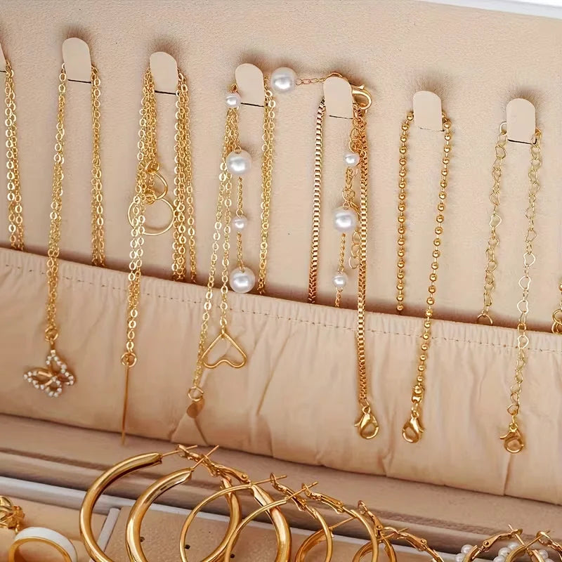 86 Piece Fashion Jewelry Set — Bohemian Pearl and Gold Plated Accessories