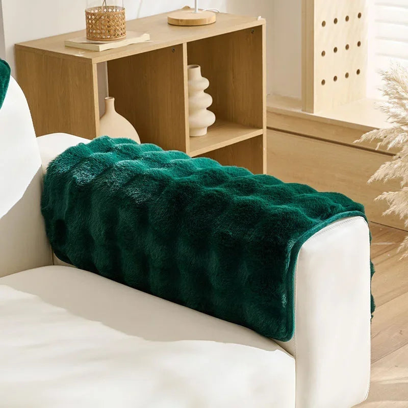 Plush Rabbit Sofa Cushion — Warm Non-Slip Padded Seat Cover