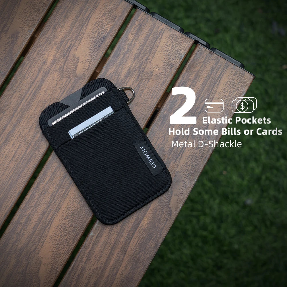 Slim Minimalist Card Holder — RFID Blocking Wallet with Elastic Pocket