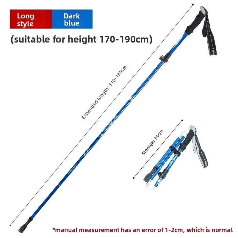 Aluminum Alloy Folding Hiking Stick — Lightweight Retractable Walking Pole