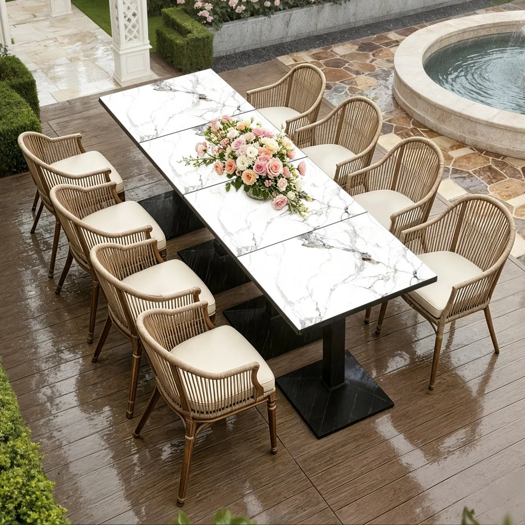 LUVODI Rectangular Sintered Stone Dining Table — Modern Bistro Design