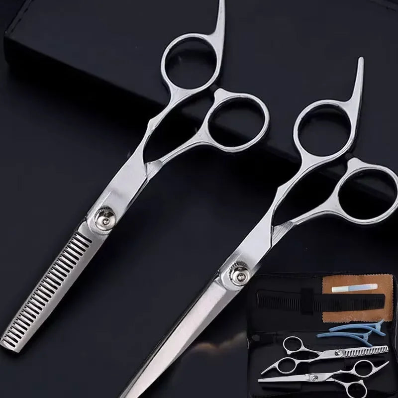 Professional Haircutting Scissors Set — 6 Inch Barber Cutting & Thinning Tools