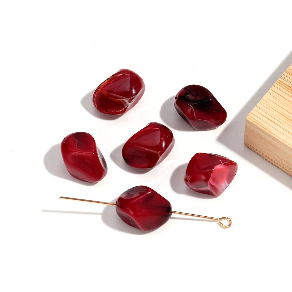 Colorful Acrylic Irregular Geometric Beads — 30pcs Loose Spacer Stones for DIY Jewelry