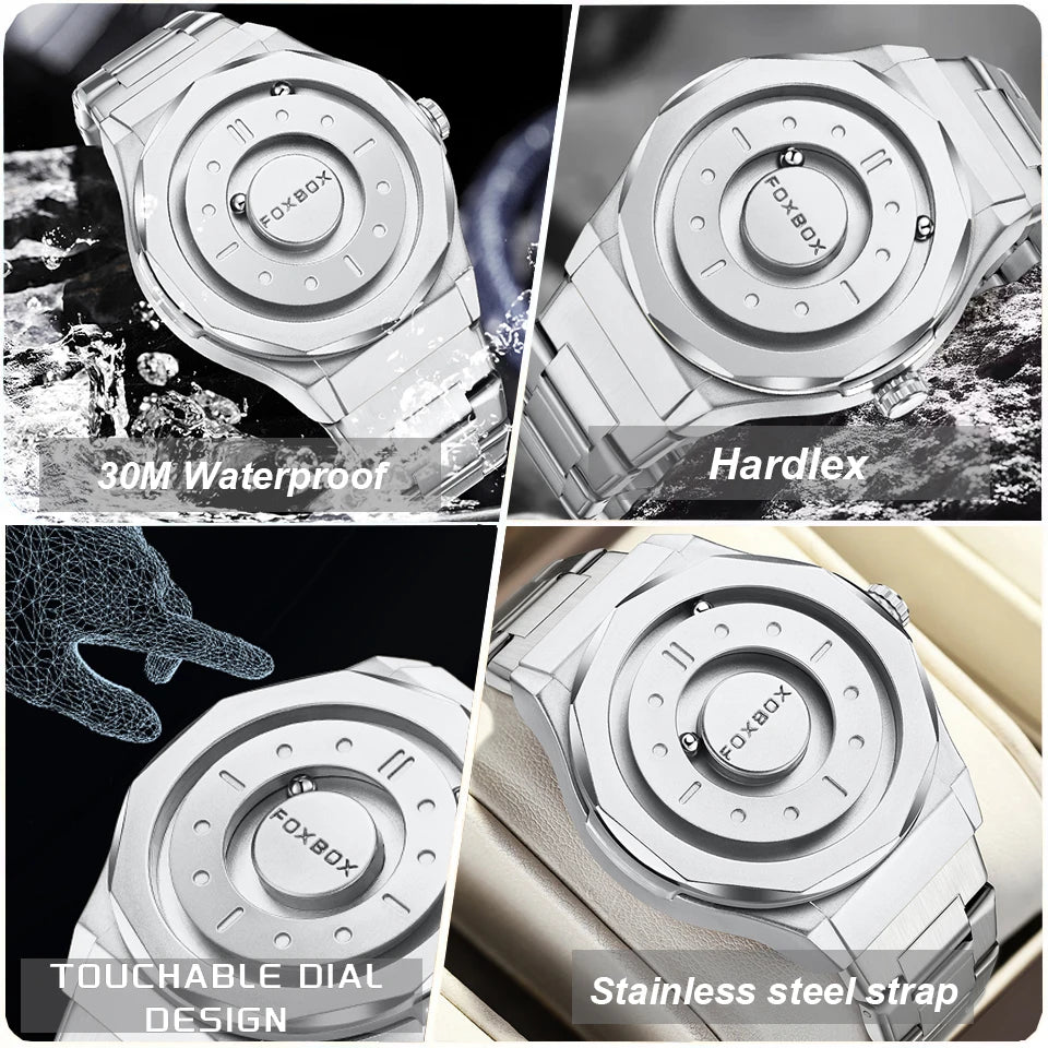 foxbox Magnetic Levitation Men's Watch — Luxury Quartz Wristwatch with Unique Pointer
