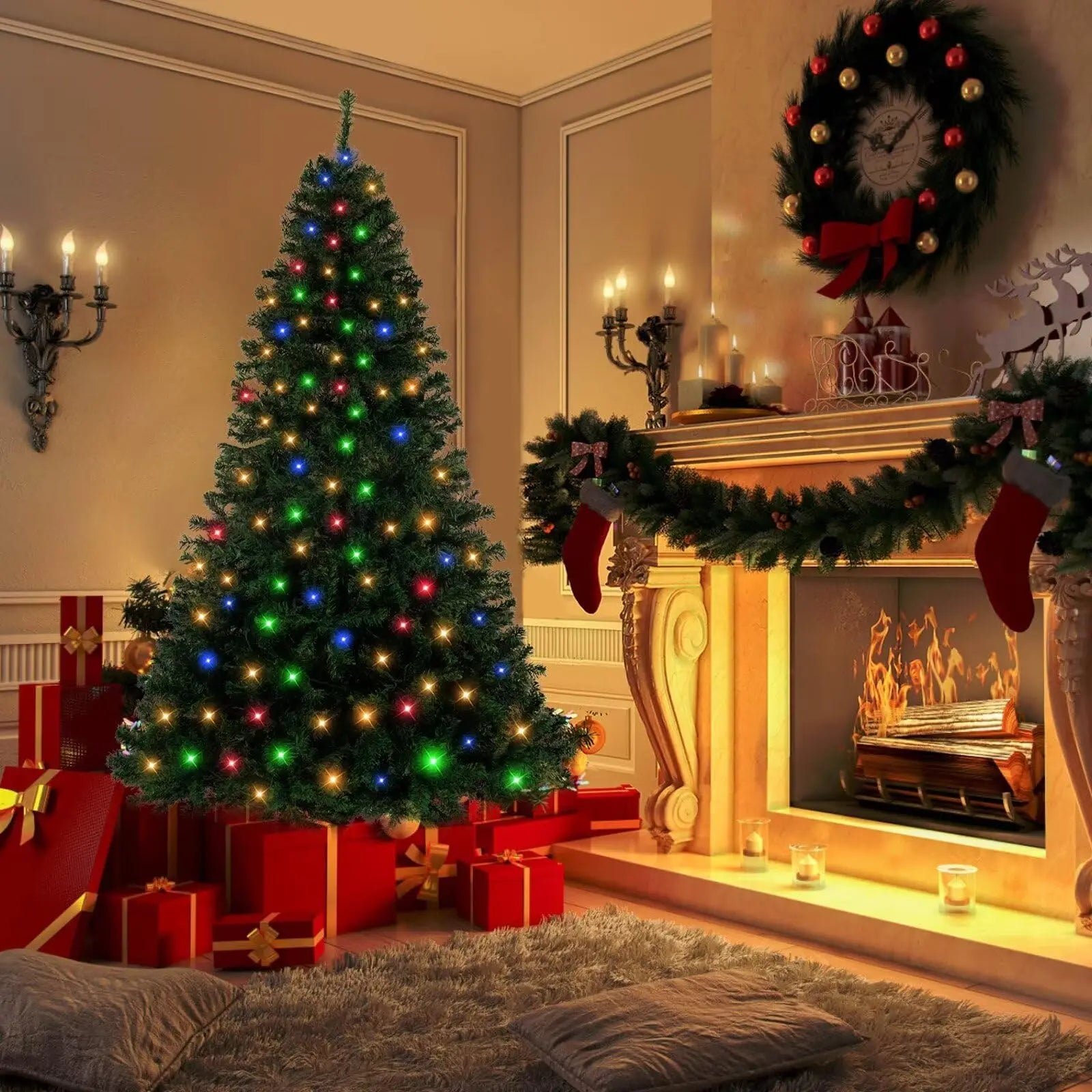 HiMISS 6.5FT Pre-Lit Artificial Christmas Tree — 350 Lights & 8 Modes
