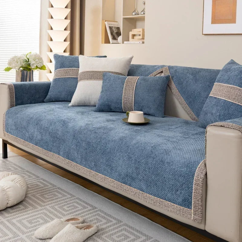 Luxury Chenille Sofa Pad — Non-Slip Protective Couch Cover