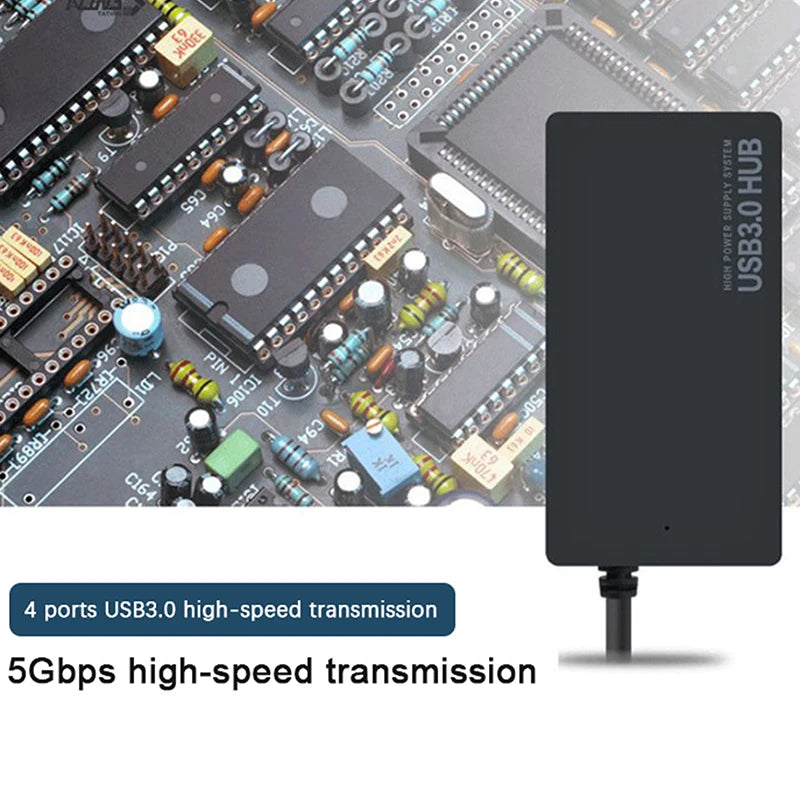 4-Port USB 3.0 Hub — High Speed Data Transfer Adapter, Type-C & USB Options