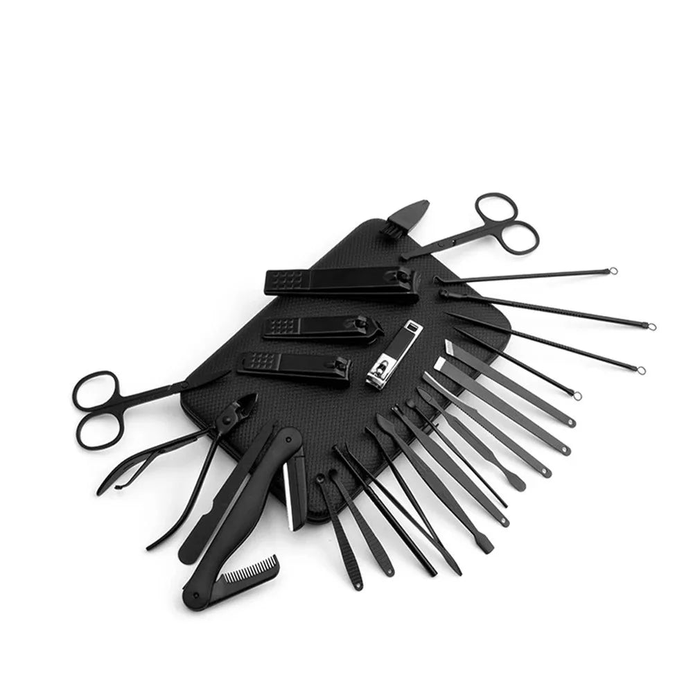 OLOEY Professional Manicure Set — Stainless Steel Nail Care Kit with Case