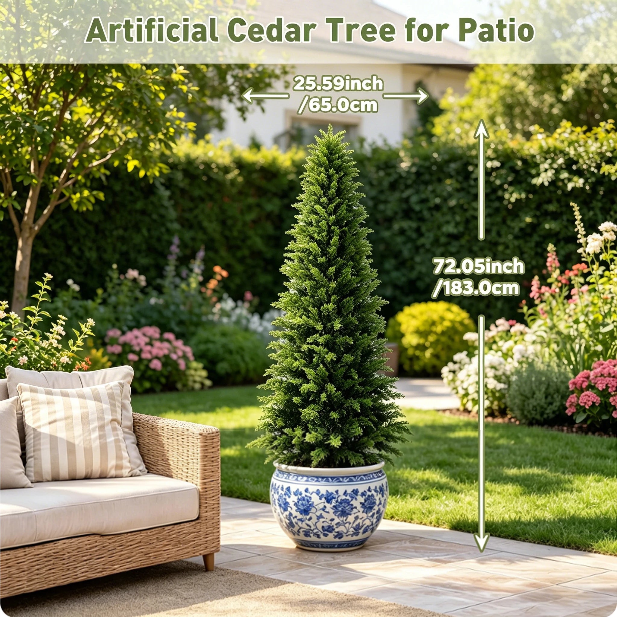Artificial Cedar Topiary Trees — UV-Resistant Faux Evergreen Decor
