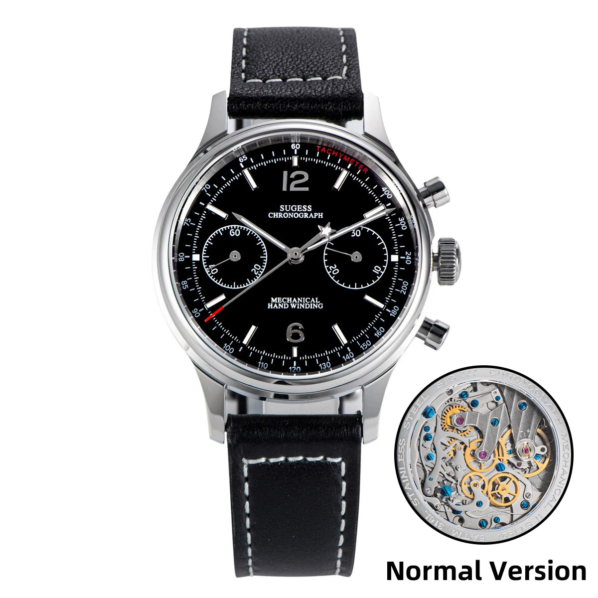 SUGESS 1963 Pilot Watch — Mechanical Chronograph Panda Wristwatch