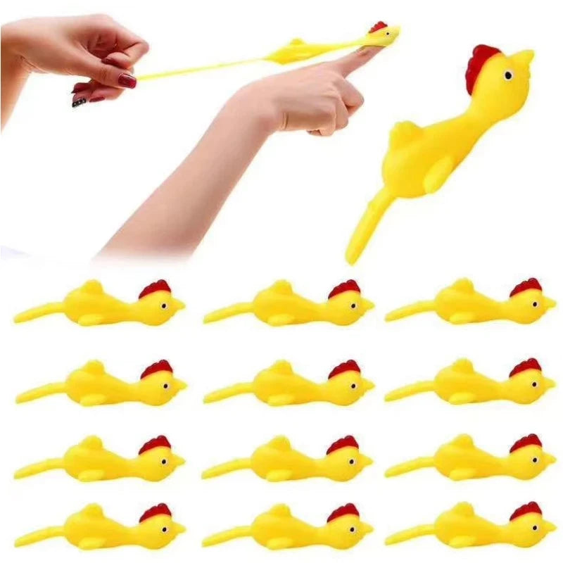 Rubber Chicken Finger Slingshot Toy — Novelty Ejection Prank Gift