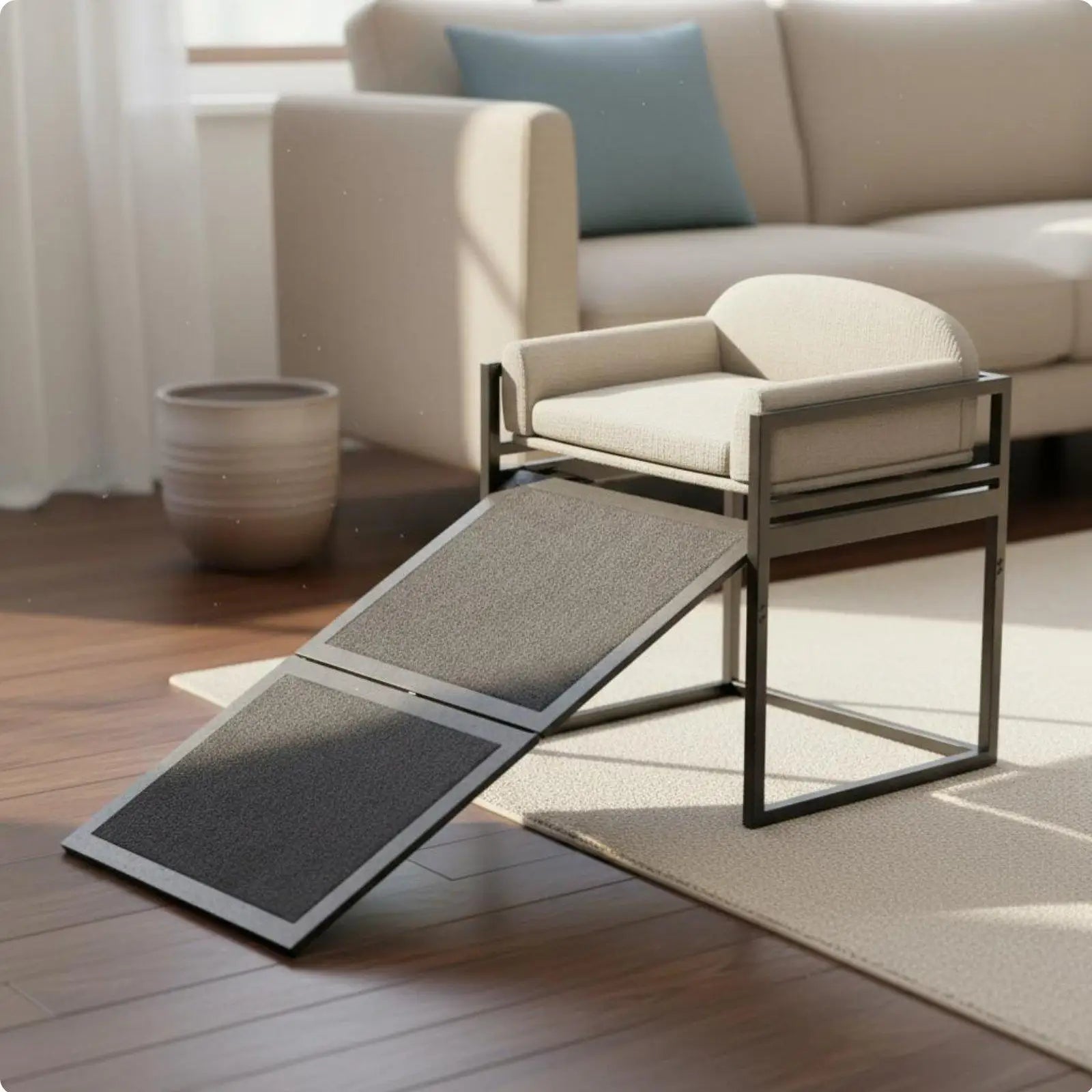 Elevated Pet Sofa Bed with Stairs — Cozy Resting Chair for Small Dogs
