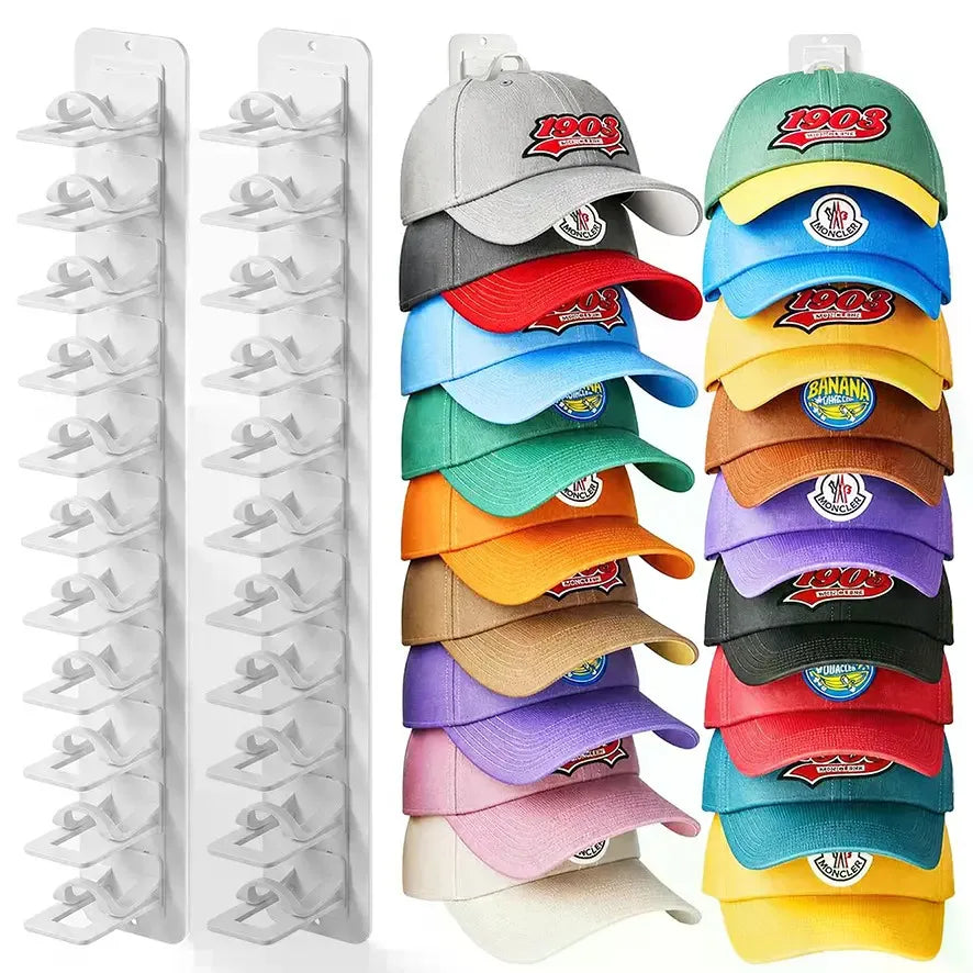 Wall-Mounted Hat Rack 2-Pack — Space-Saving Cap Organizer for Baseball Hats