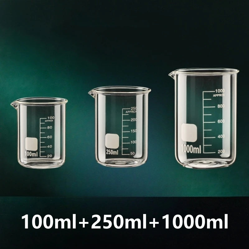 Borosilicate Glass Measuring Cup Set — Heat Resistant Graduated Beakers