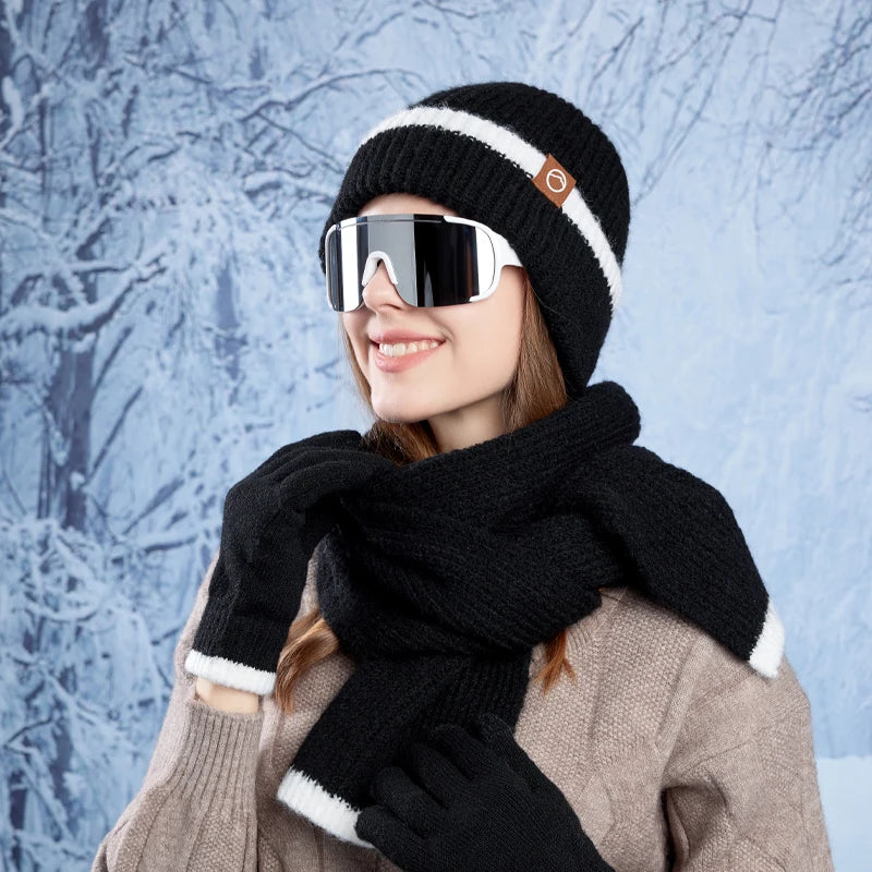 KINIJA Knitted Winter Accessory Set — Warm Hat, Scarf, and Gloves