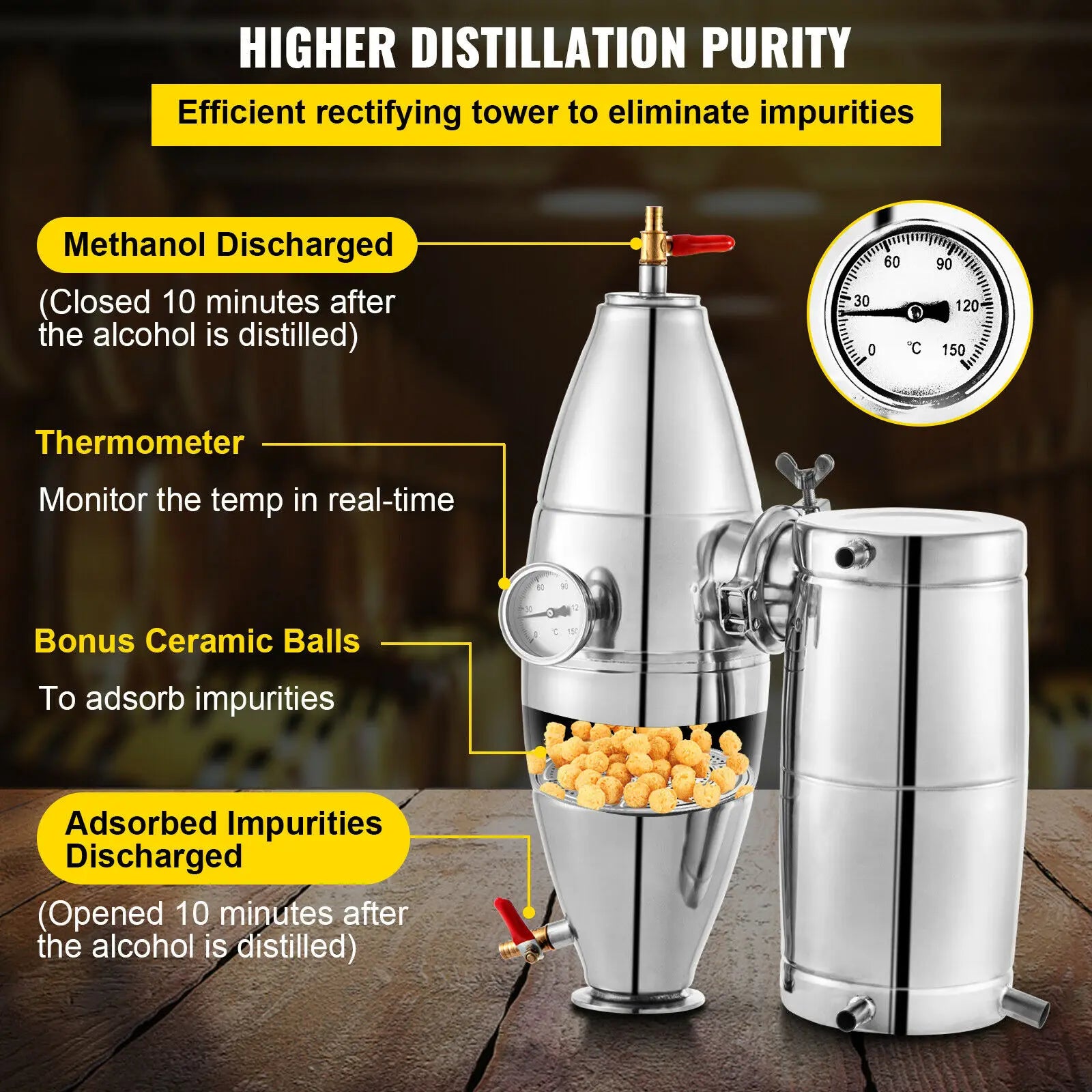 SucceBuy Stainless Steel Alcohol Distiller — Professional Home Brewing Kit