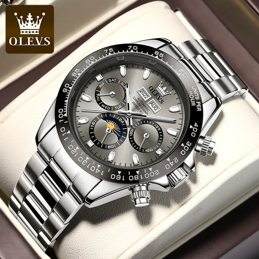 OLEVS 6654 Luxury Men's Watch — Automatic Mechanical Chronograph