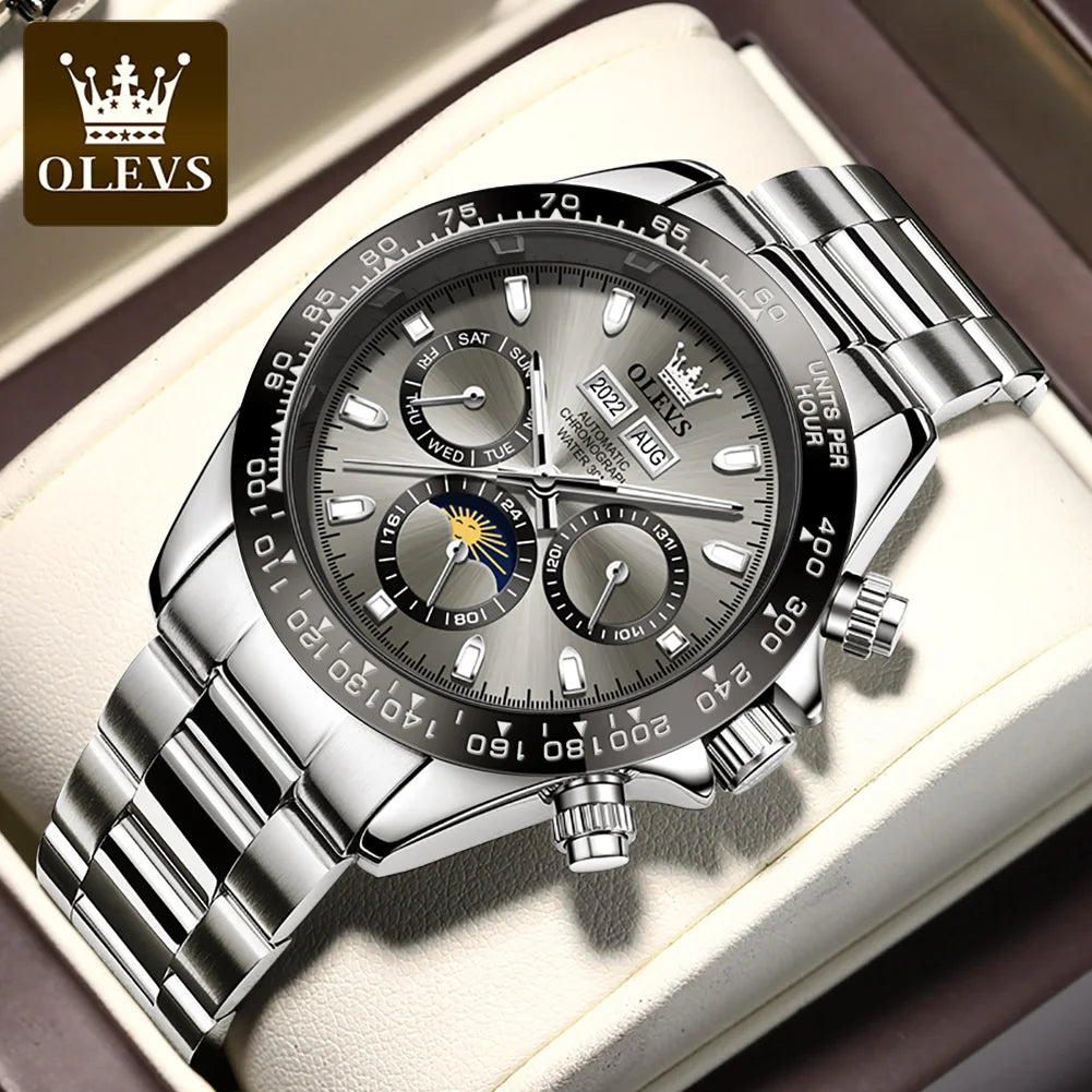 OLEVS 6654 Luxury Men's Watch — Automatic Mechanical Chronograph