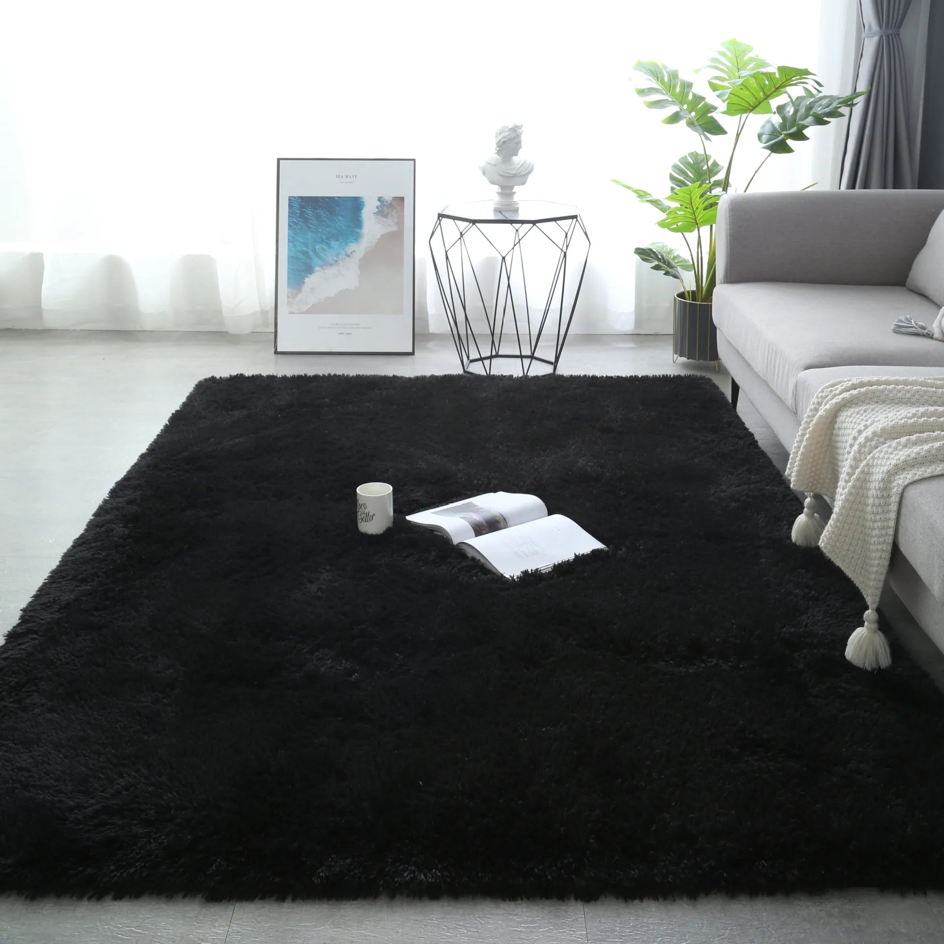 VIKAMA Tie-Dyed Fluffy Carpet — Plush Bedside Rug & Living Room Mat