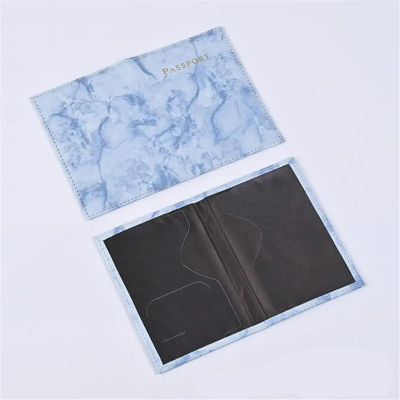 Marble Pattern Passport Cover — Ultra-Thin Travel Document Holder