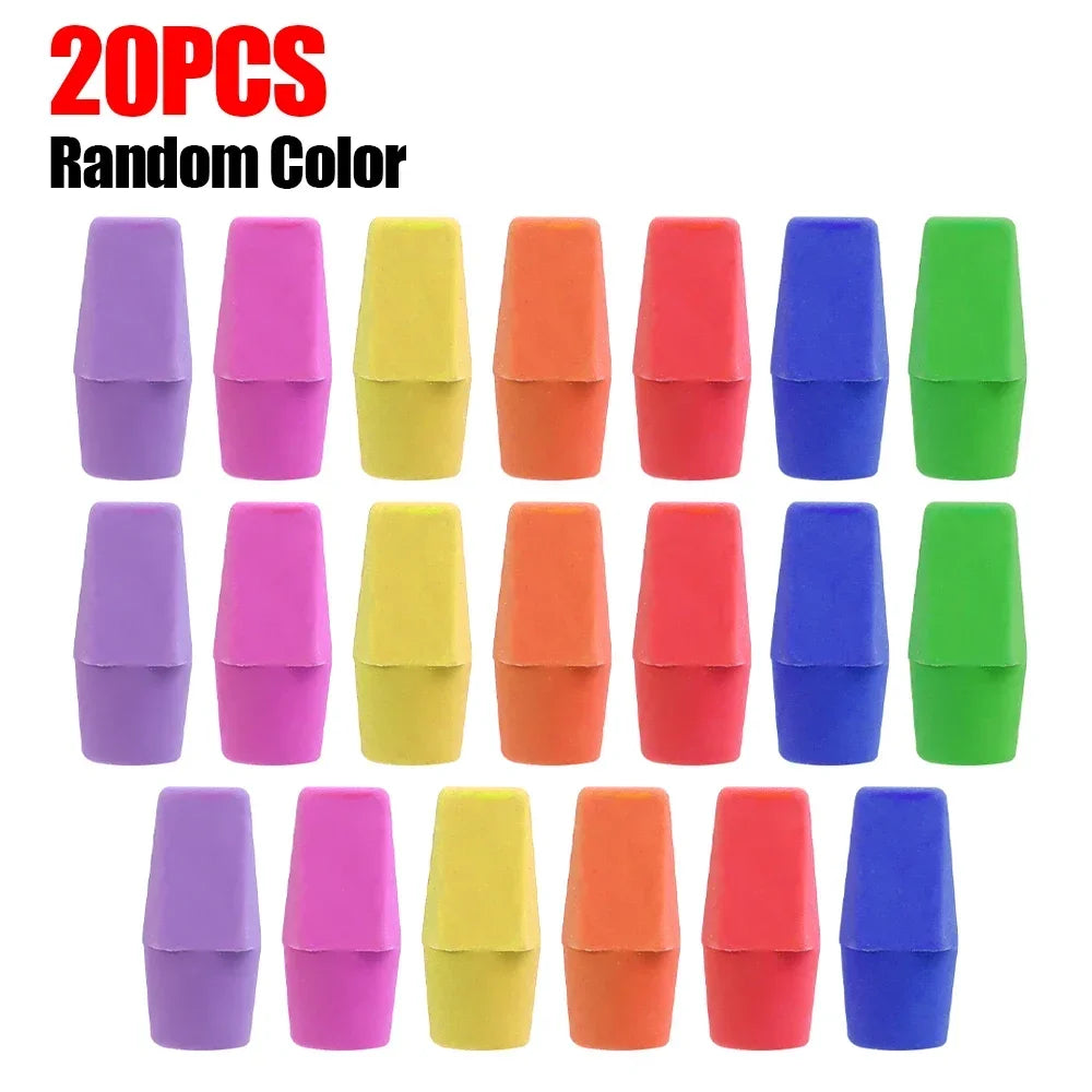Chisel Shape Pencil Eraser Caps — 2-in-1 Correction Tool for Students