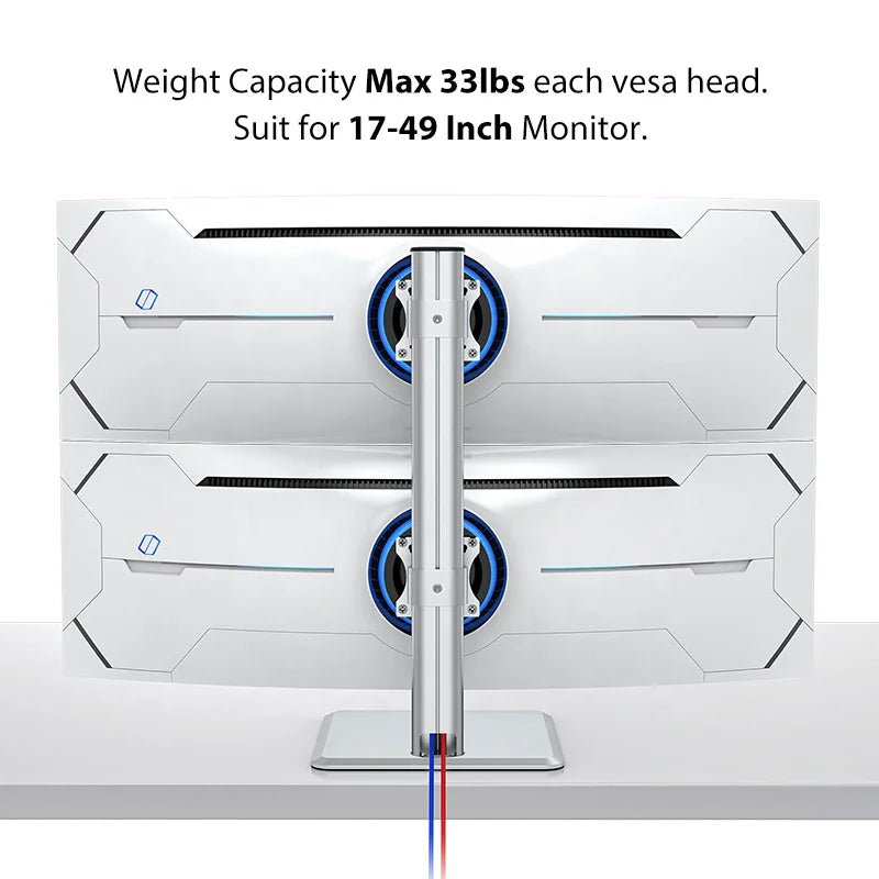 Dual Monitor Desktop Stand — Adjustable Height and Tilt Riser
