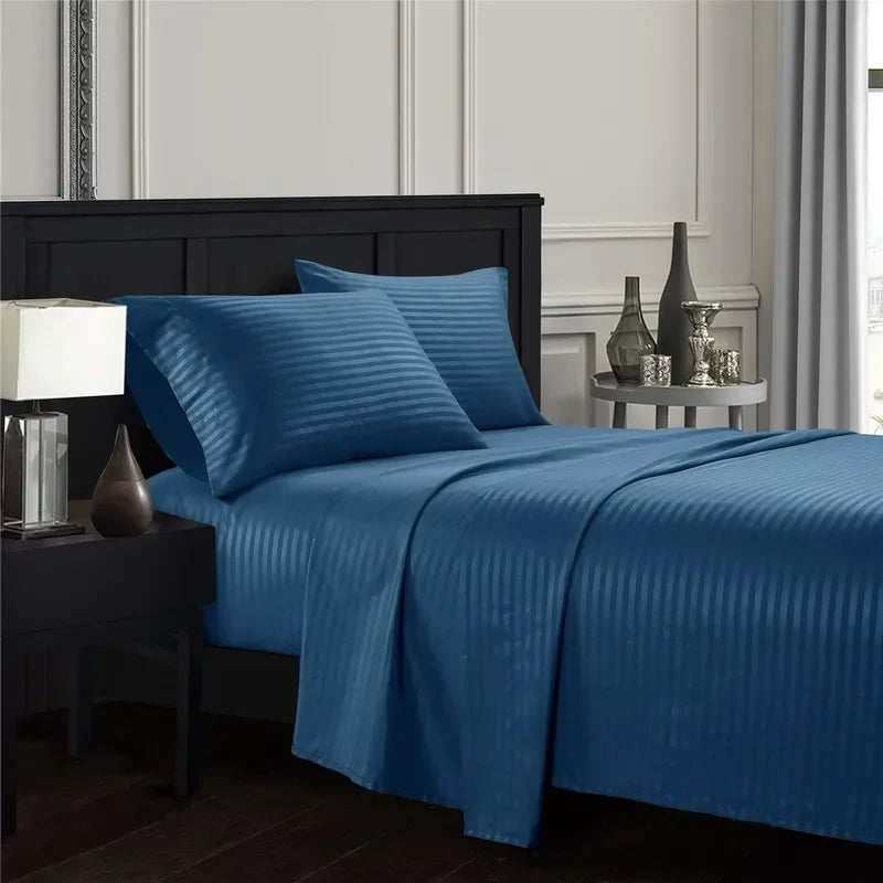 mystybloom Embossed Brushed Stripe Bedding Set — Soft Textured Sheet Collection