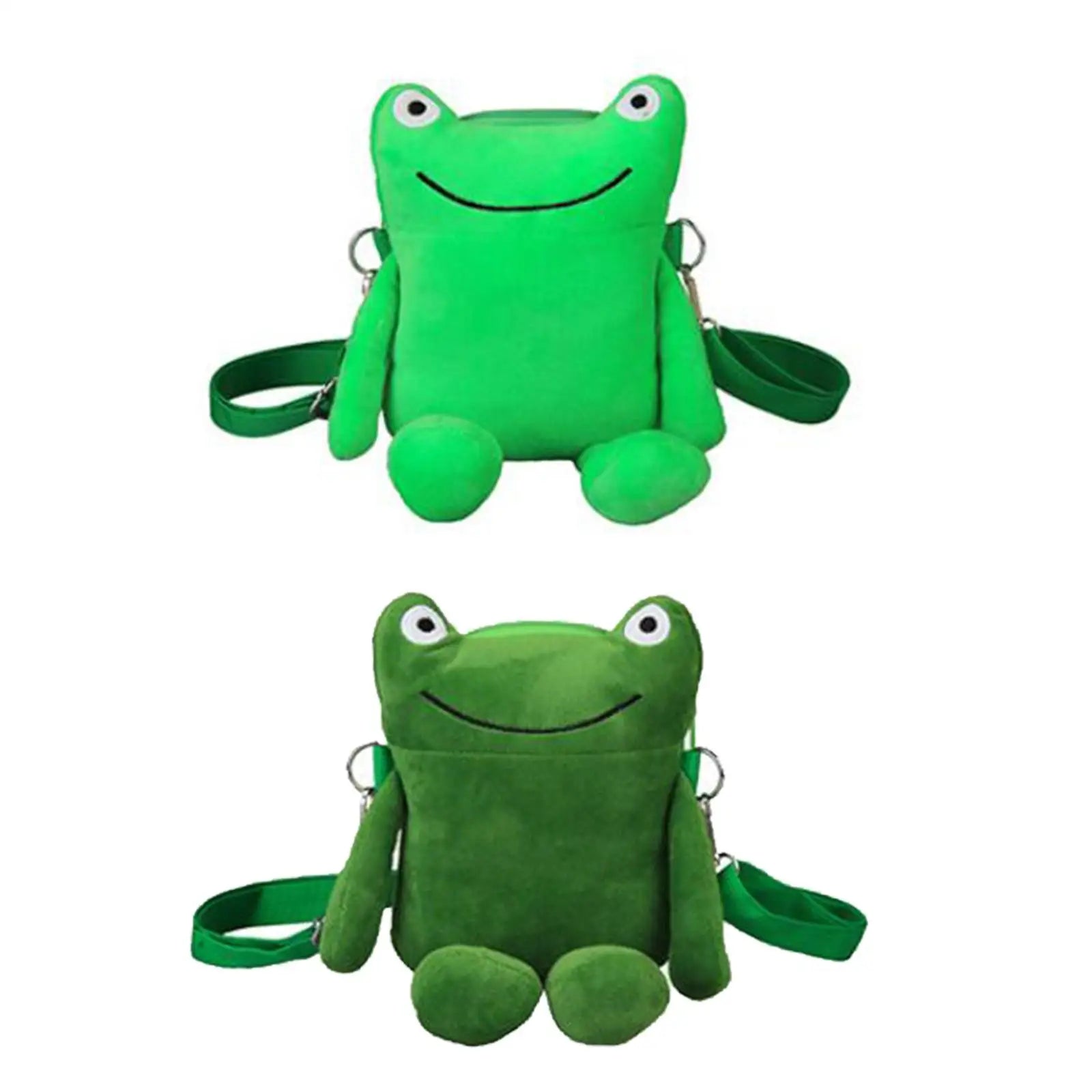 Plush Green Frog Crossbody Bag — Cute Cartoon Shoulder Purse for Women