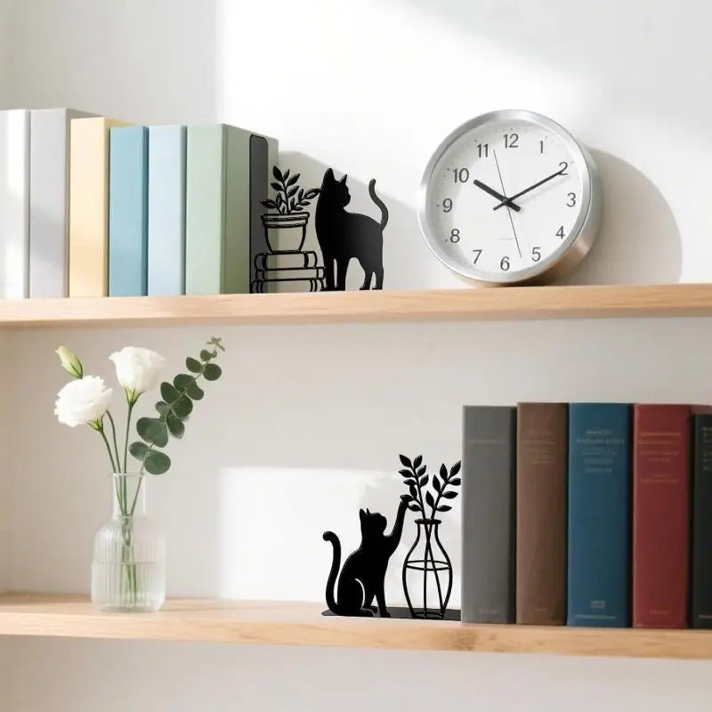 SD&HI Metal Abstract Bookends — Heavy Duty Decorative Desktop Book Rack