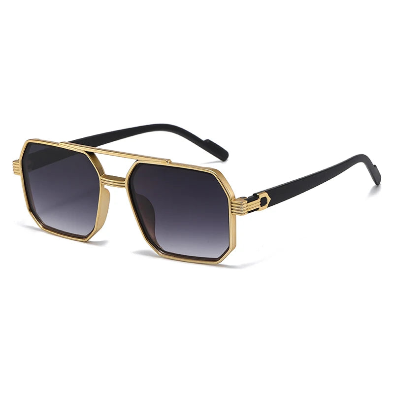 Julyrays Polygonal Double Beam Eyewear — Retro Trendy Large Frame Glasses