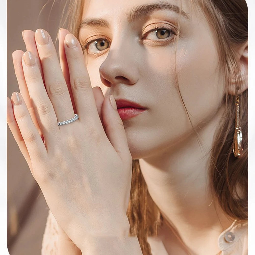 knobspin Moissanite Eternity Band — 925 Sterling Silver Wedding Ring