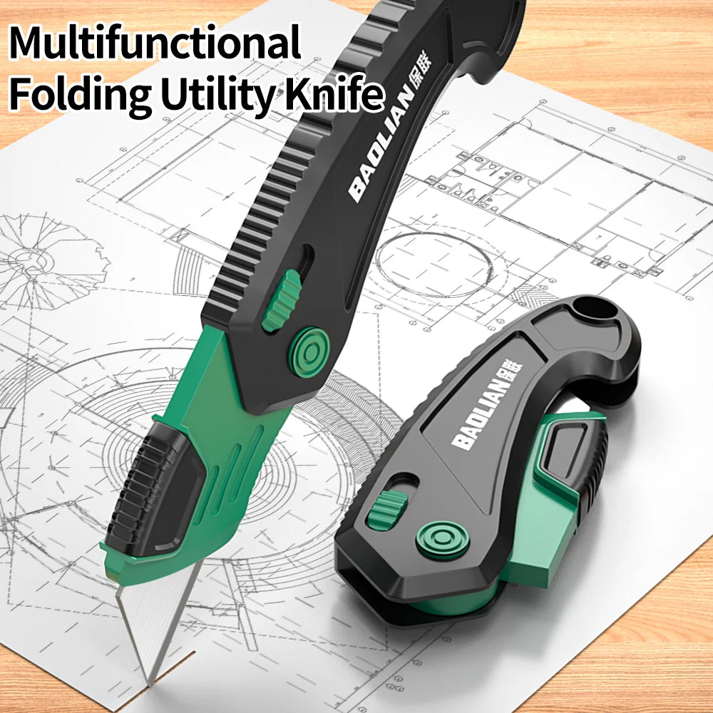 Multifunction Foldable Craft Knife — Heavy Duty Cutter for Carpet and Leather