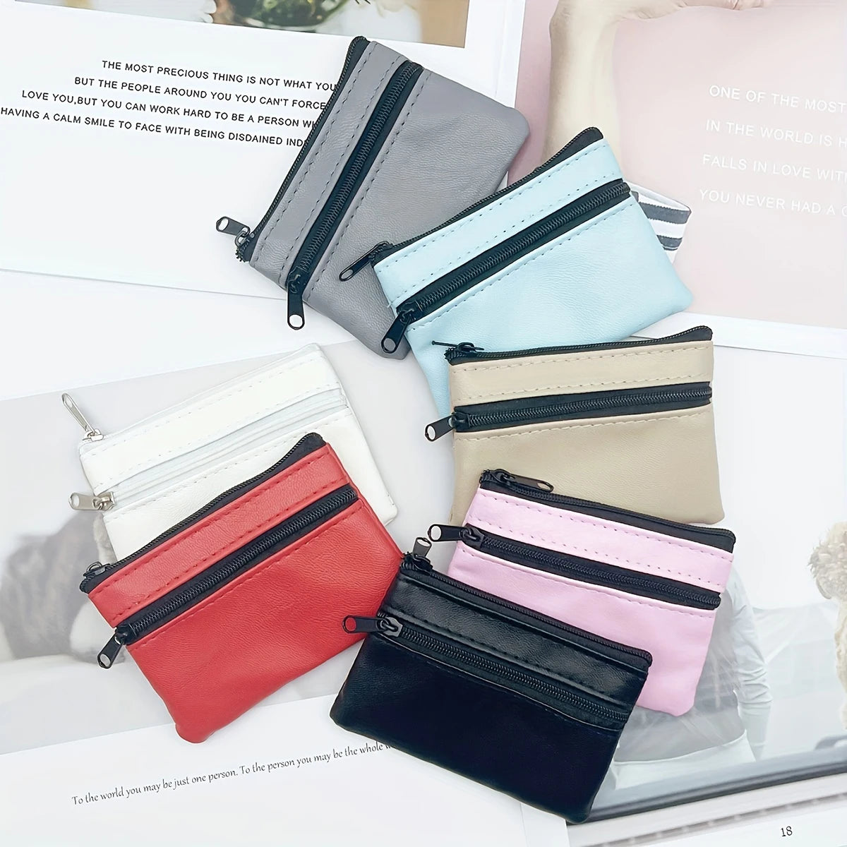 Compact PU Leather Coin Purse — Small Zippered Wallet for Change & Keys