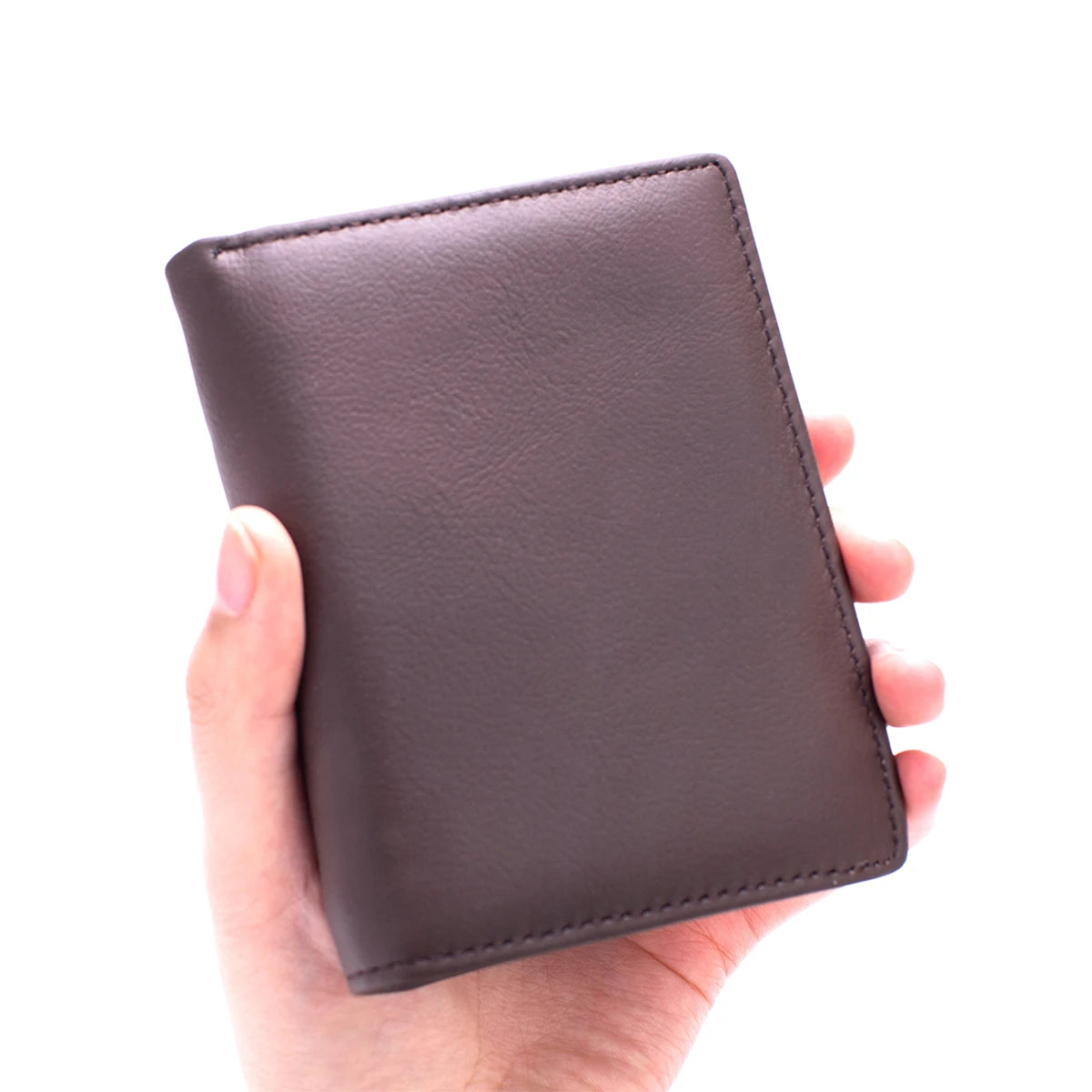 Men's Genuine Cow Leather Wallet — Vertical RFID Anti-Theft Business Purse