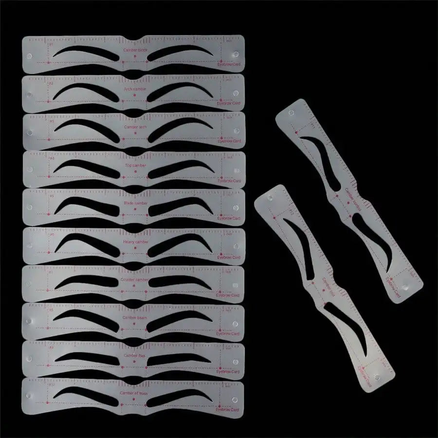 Eyebrow Stencil and Razor Kit — 12-Piece DIY Grooming Set for Perfect Shaping
